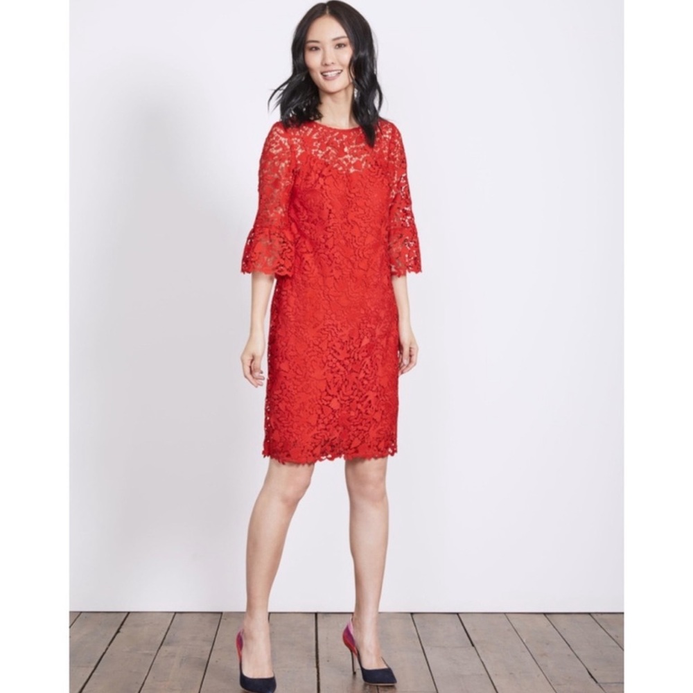 Boden Brittany Lace Red Heart Birds Flowers Dress